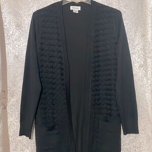 Black open front cardigan